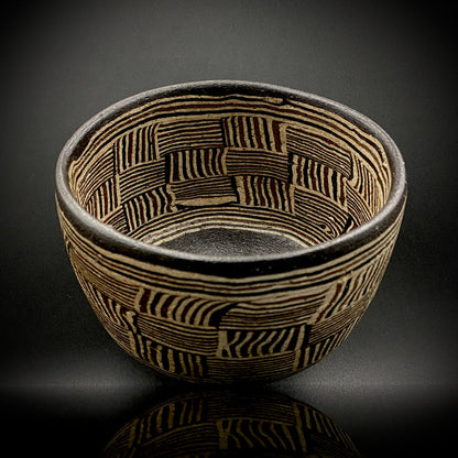 瀬戸市指定無形文化財保持者 初代 水野 双鶴 作 練込 茶盌 ロックグラス #262
