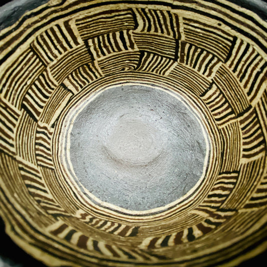 瀬戸市指定無形文化財保持者 初代 水野 双鶴 作 練込 茶盌 ロックグラス #262