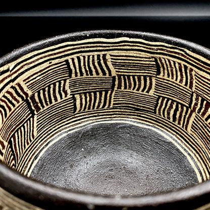 瀬戸市指定無形文化財保持者 初代 水野 双鶴 作 練込 茶盌 ロックグラス #262