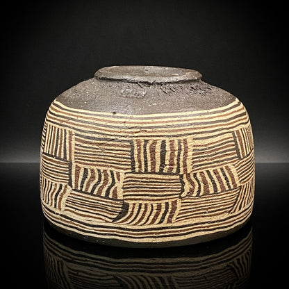 瀬戸市指定無形文化財保持者 初代 水野 双鶴 作 練込 茶盌 ロックグラス #262