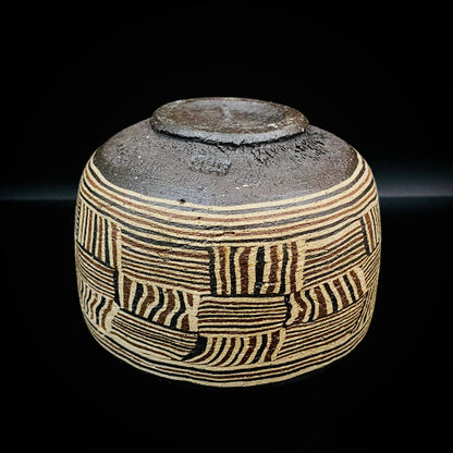 瀬戸市指定無形文化財保持者 初代 水野 双鶴 作 練込 茶盌 ロックグラス #262