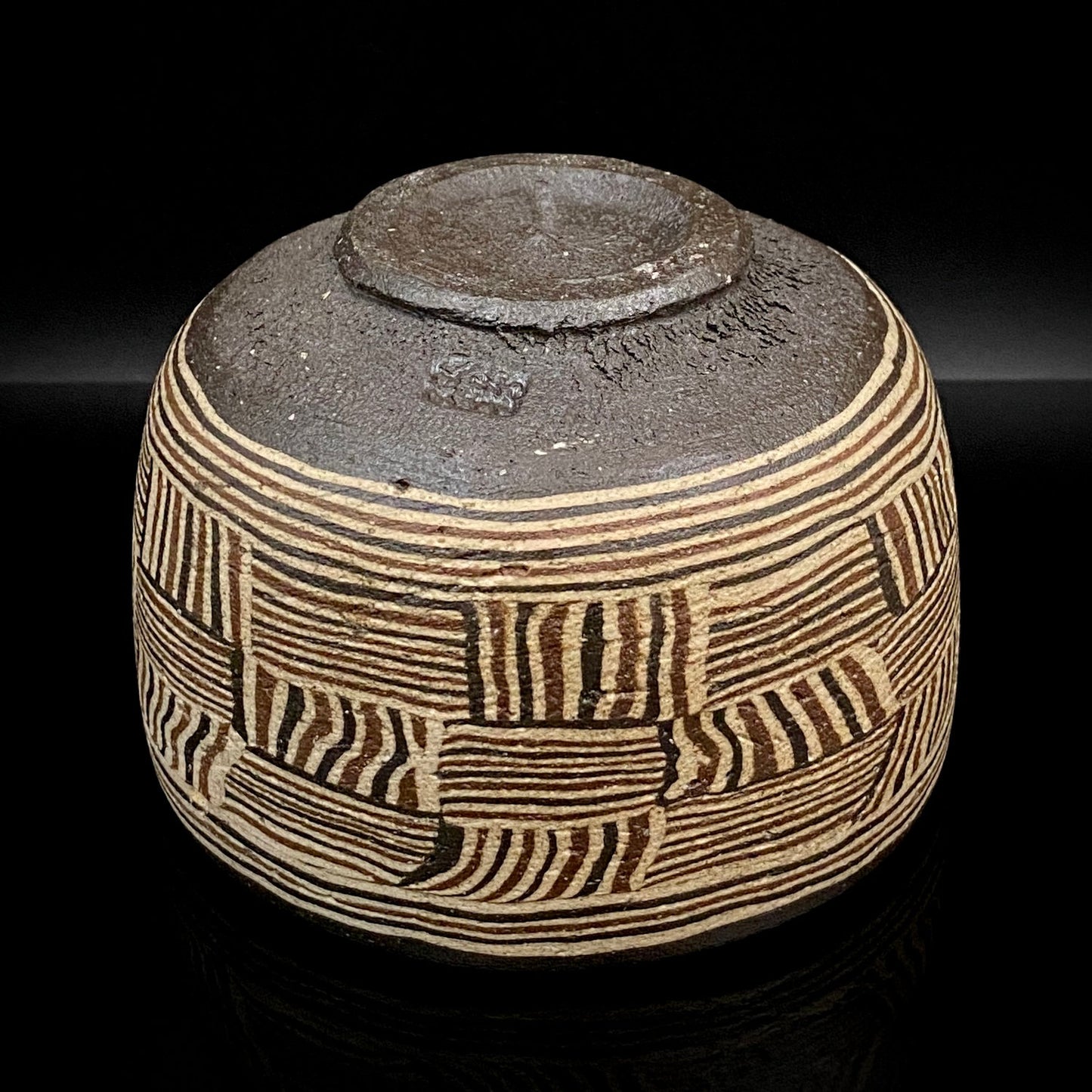 瀬戸市指定無形文化財保持者 初代 水野 双鶴 作 練込 茶盌 ロックグラス #262