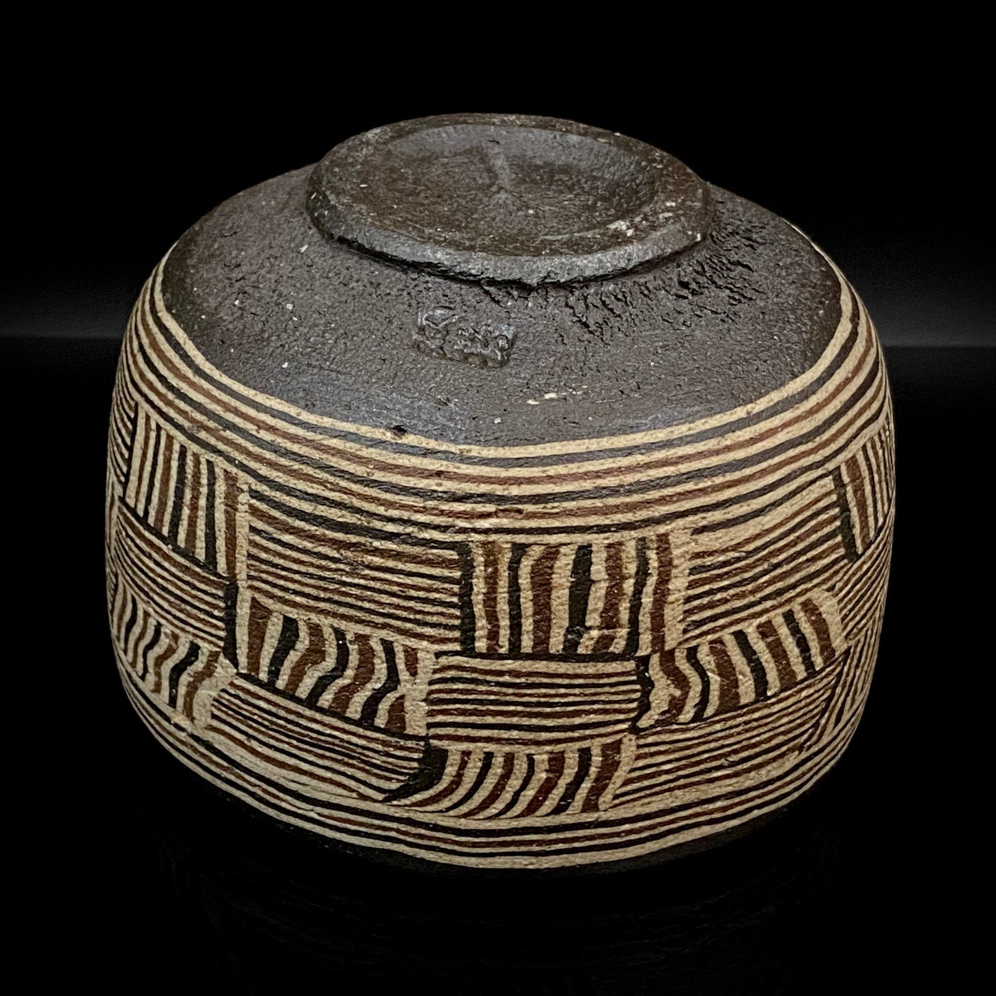 瀬戸市指定無形文化財保持者 初代 水野 双鶴 作 練込 茶盌 ロックグラス #262