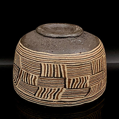 瀬戸市指定無形文化財保持者 初代 水野 双鶴 作 練込 茶盌 ロックグラス #262