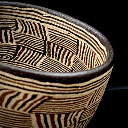 瀬戸市指定無形文化財保持者 初代 水野 双鶴 作 練込 茶盌 ロックグラス #262