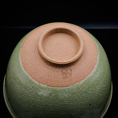 日展特選・文部大臣賞受賞作家 木田 弘之 作 九谷焼 青磁 茶盌 ロックグラス #240