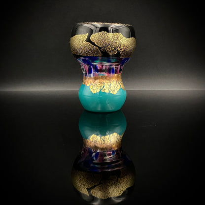 Permanent Collection Artist of the National Crafts Museum, etc., Denji Takeuchi, Hand-Blown Glass Sake Cup with Gold and Color Inclusions, Premium Shot Glass #259