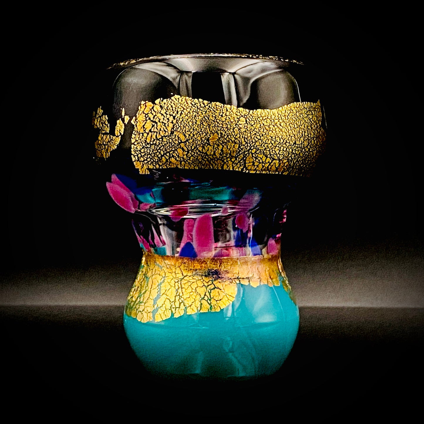Permanent Collection Artist of the National Crafts Museum, etc., Denji Takeuchi, Hand-Blown Glass Sake Cup with Gold and Color Inclusions, Premium Shot Glass #259