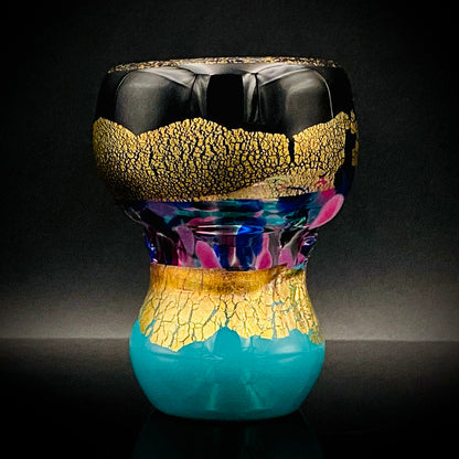 Permanent Collection Artist of the National Crafts Museum, etc., Denji Takeuchi, Hand-Blown Glass Sake Cup with Gold and Color Inclusions, Premium Shot Glass #259