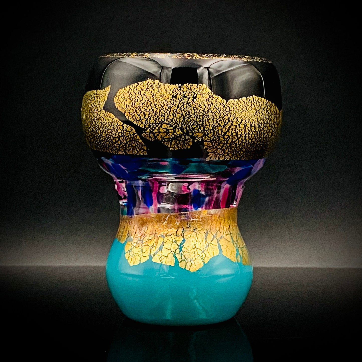 Permanent Collection Artist of the National Crafts Museum, etc., Denji Takeuchi, Hand-Blown Glass Sake Cup with Gold and Color Inclusions, Premium Shot Glass #259