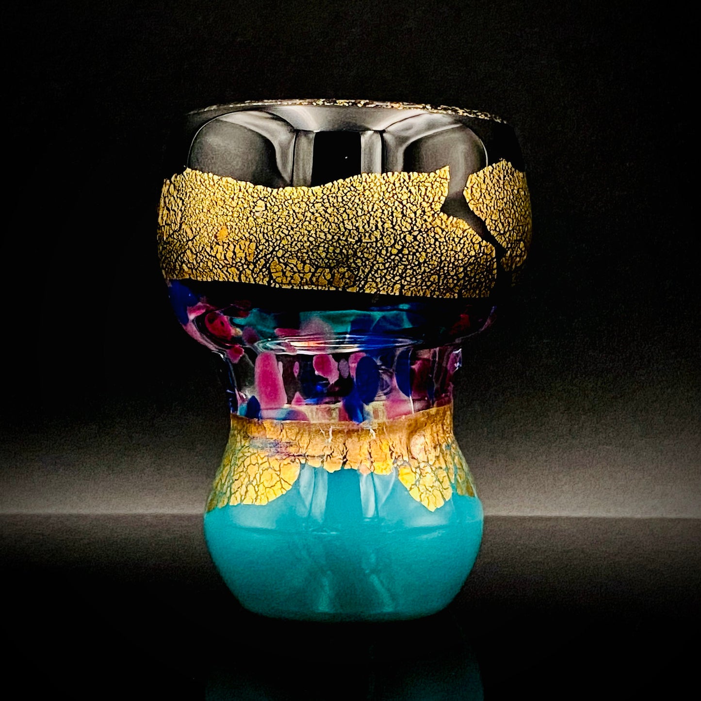 Permanent Collection Artist of the National Crafts Museum, etc., Denji Takeuchi, Hand-Blown Glass Sake Cup with Gold and Color Inclusions, Premium Shot Glass #259
