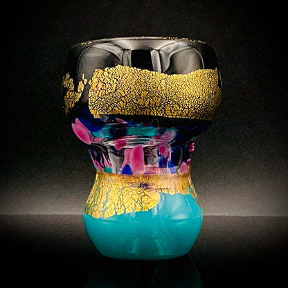 Permanent Collection Artist of the National Crafts Museum, etc., Denji Takeuchi, Hand-Blown Glass Sake Cup with Gold and Color Inclusions, Premium Shot Glass #259