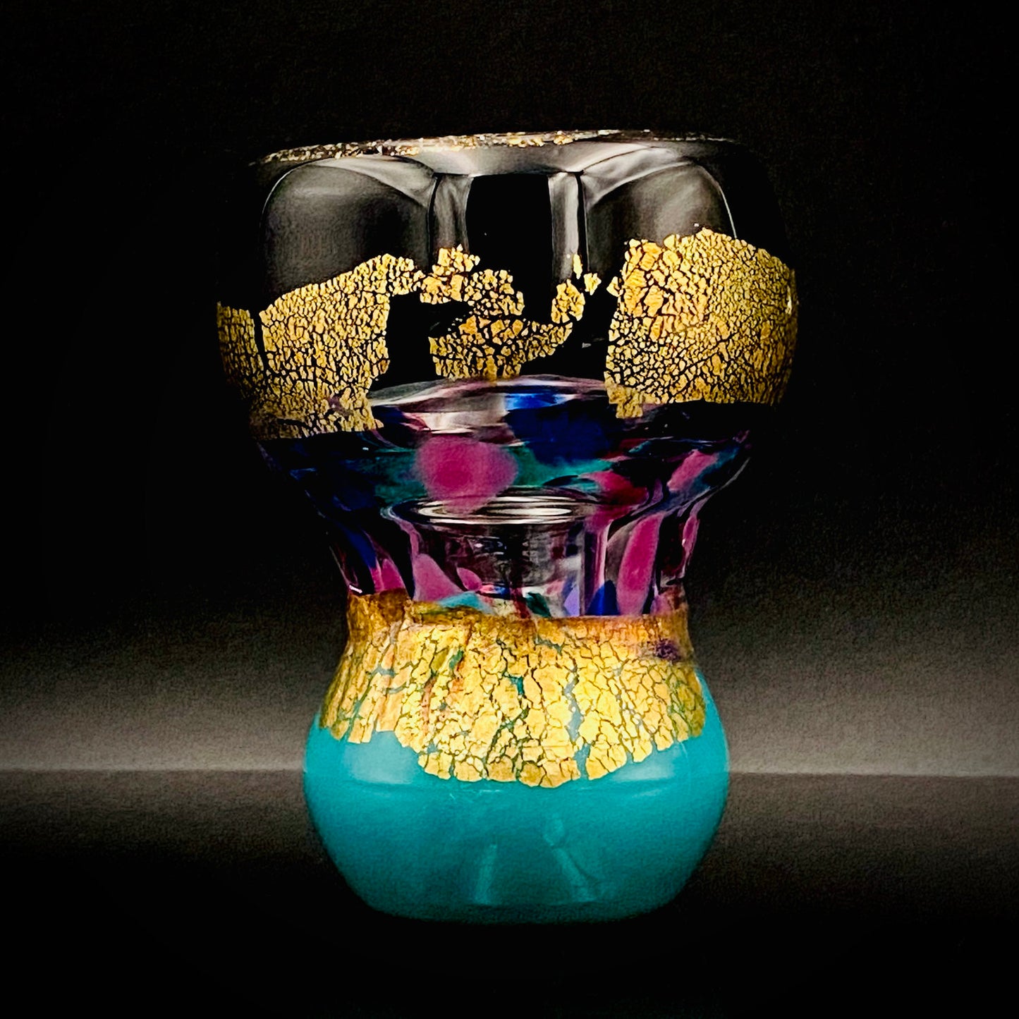 Permanent Collection Artist of the National Crafts Museum, etc., Denji Takeuchi, Hand-Blown Glass Sake Cup with Gold and Color Inclusions, Premium Shot Glass #259