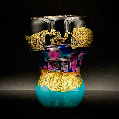 Permanent Collection Artist of the National Crafts Museum, etc., Denji Takeuchi, Hand-Blown Glass Sake Cup with Gold and Color Inclusions, Premium Shot Glass #259