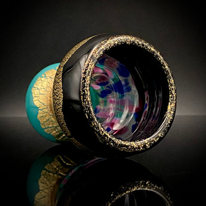Permanent Collection Artist of the National Crafts Museum, etc., Denji Takeuchi, Hand-Blown Glass Sake Cup with Gold and Color Inclusions, Premium Shot Glass #259