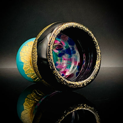 Permanent Collection Artist of the National Crafts Museum, etc., Denji Takeuchi, Hand-Blown Glass Sake Cup with Gold and Color Inclusions, Premium Shot Glass #259