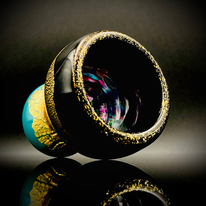 Permanent Collection Artist of the National Crafts Museum, etc., Denji Takeuchi, Hand-Blown Glass Sake Cup with Gold and Color Inclusions, Premium Shot Glass #259