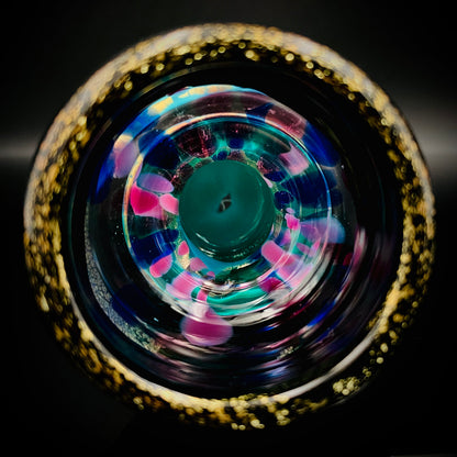 Permanent Collection Artist of the National Crafts Museum, etc., Denji Takeuchi, Hand-Blown Glass Sake Cup with Gold and Color Inclusions, Premium Shot Glass #259