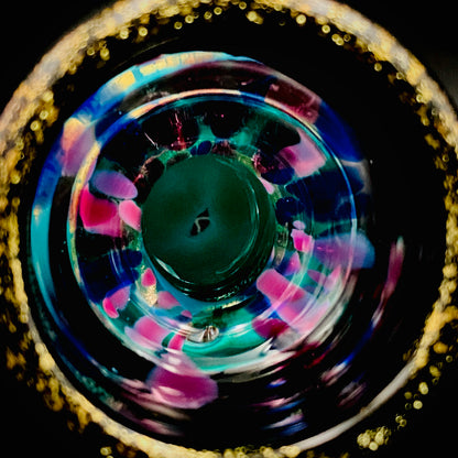 Permanent Collection Artist of the National Crafts Museum, etc., Denji Takeuchi, Hand-Blown Glass Sake Cup with Gold and Color Inclusions, Premium Shot Glass #259