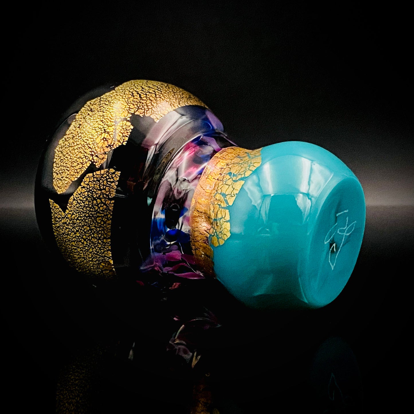 Permanent Collection Artist of the National Crafts Museum, etc., Denji Takeuchi, Hand-Blown Glass Sake Cup with Gold and Color Inclusions, Premium Shot Glass #259