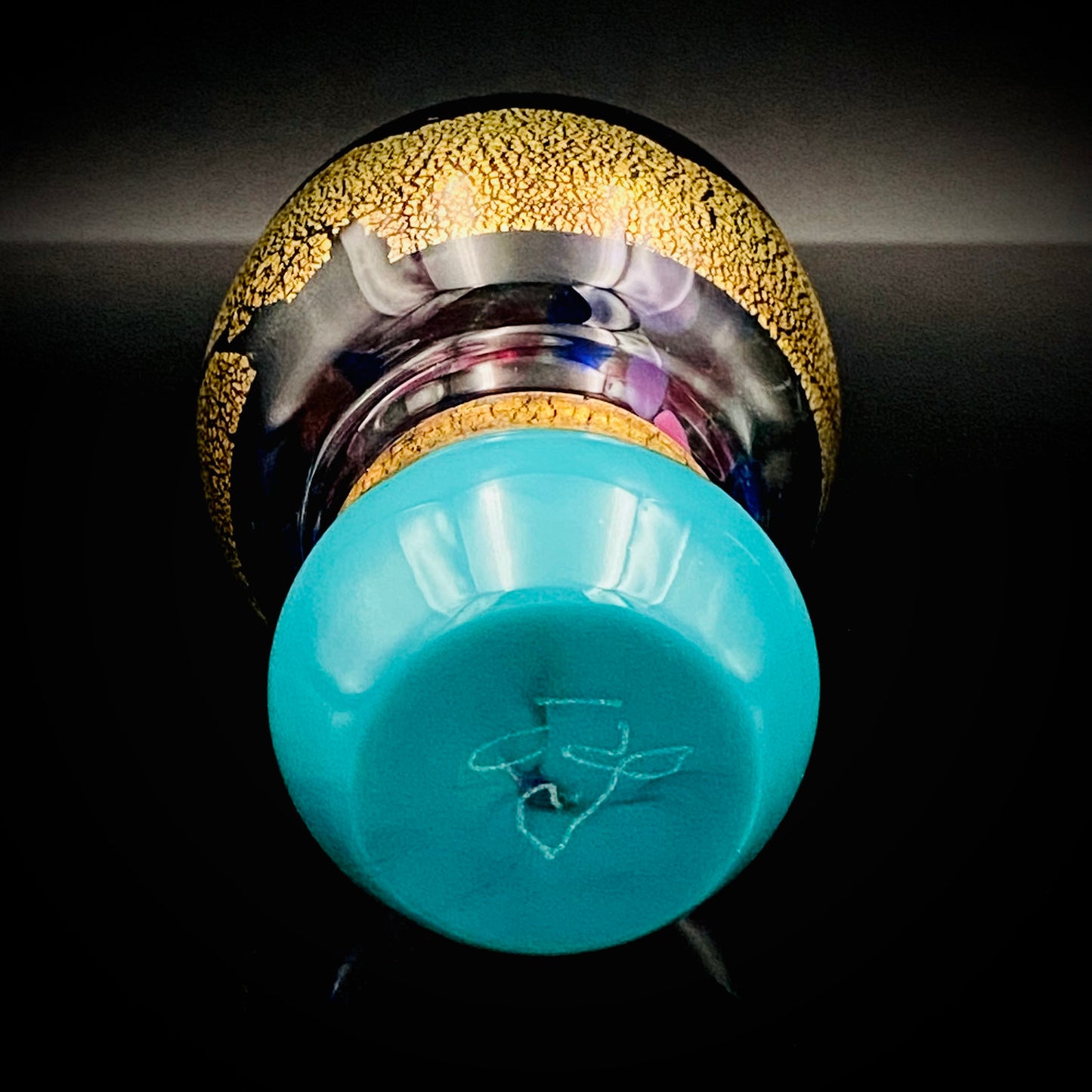 Permanent Collection Artist of the National Crafts Museum, etc., Denji Takeuchi, Hand-Blown Glass Sake Cup with Gold and Color Inclusions, Premium Shot Glass #259