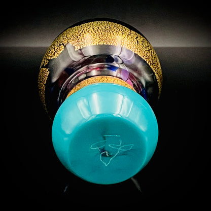 Permanent Collection Artist of the National Crafts Museum, etc., Denji Takeuchi, Hand-Blown Glass Sake Cup with Gold and Color Inclusions, Premium Shot Glass #259