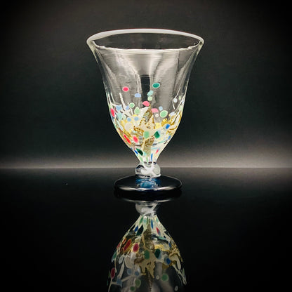 Koji Ishii Handmade Blown Glass Gilded Horseback Sake Cup White Glass Jellyfish #215