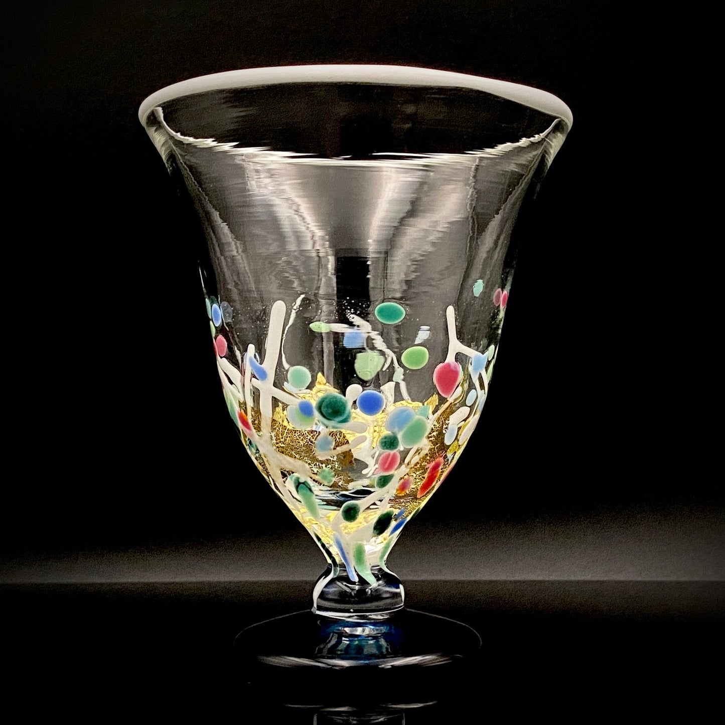 Koji Ishii Handmade Blown Glass Gilded Horseback Sake Cup White Glass Jellyfish #215