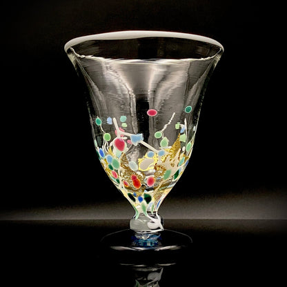 Koji Ishii Handmade Blown Glass Gilded Horseback Sake Cup White Glass Jellyfish #215