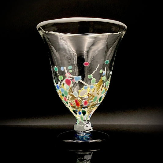 Koji Ishii Handmade Blown Glass Gilded Horseback Sake Cup White Glass Jellyfish #215