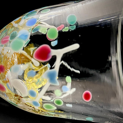 Koji Ishii Handmade Blown Glass Gilded Horseback Sake Cup White Glass Jellyfish #215