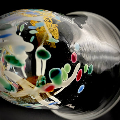 Koji Ishii Handmade Blown Glass Gilded Horseback Sake Cup White Glass Jellyfish #215