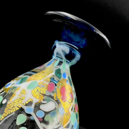 Koji Ishii Handmade Blown Glass Gilded Horseback Sake Cup White Glass Jellyfish #215