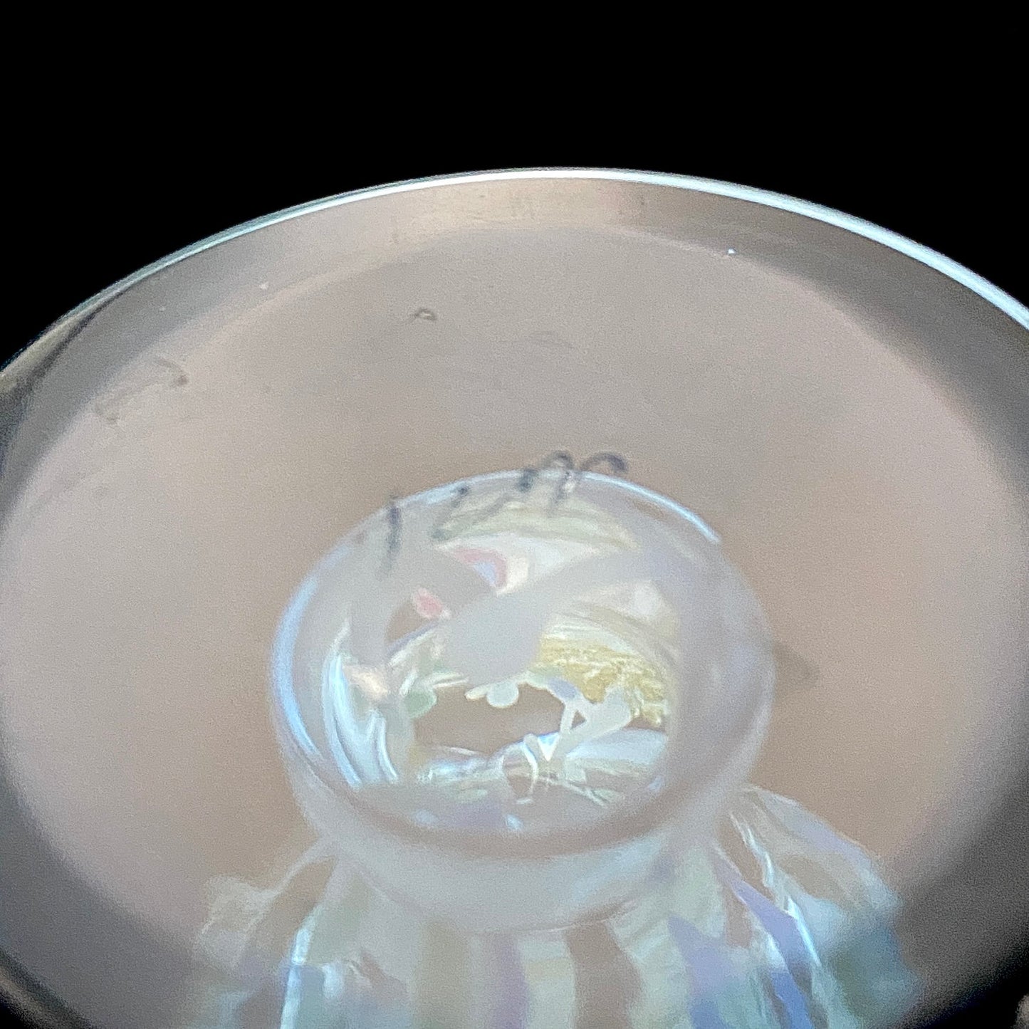 Koji Ishii Handmade Blown Glass Gilded Horseback Sake Cup White Glass Jellyfish #215
