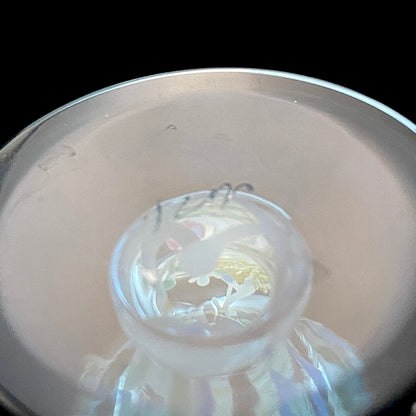 Koji Ishii Handmade Blown Glass Gilded Horseback Sake Cup White Glass Jellyfish #215