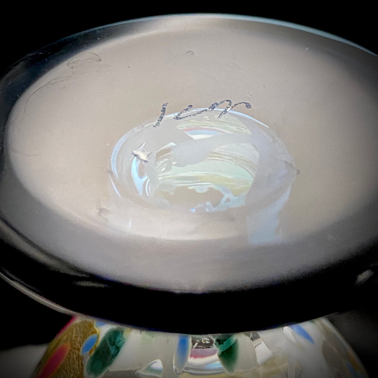 Koji Ishii Handmade Blown Glass Gilded Horseback Sake Cup White Glass Jellyfish #215