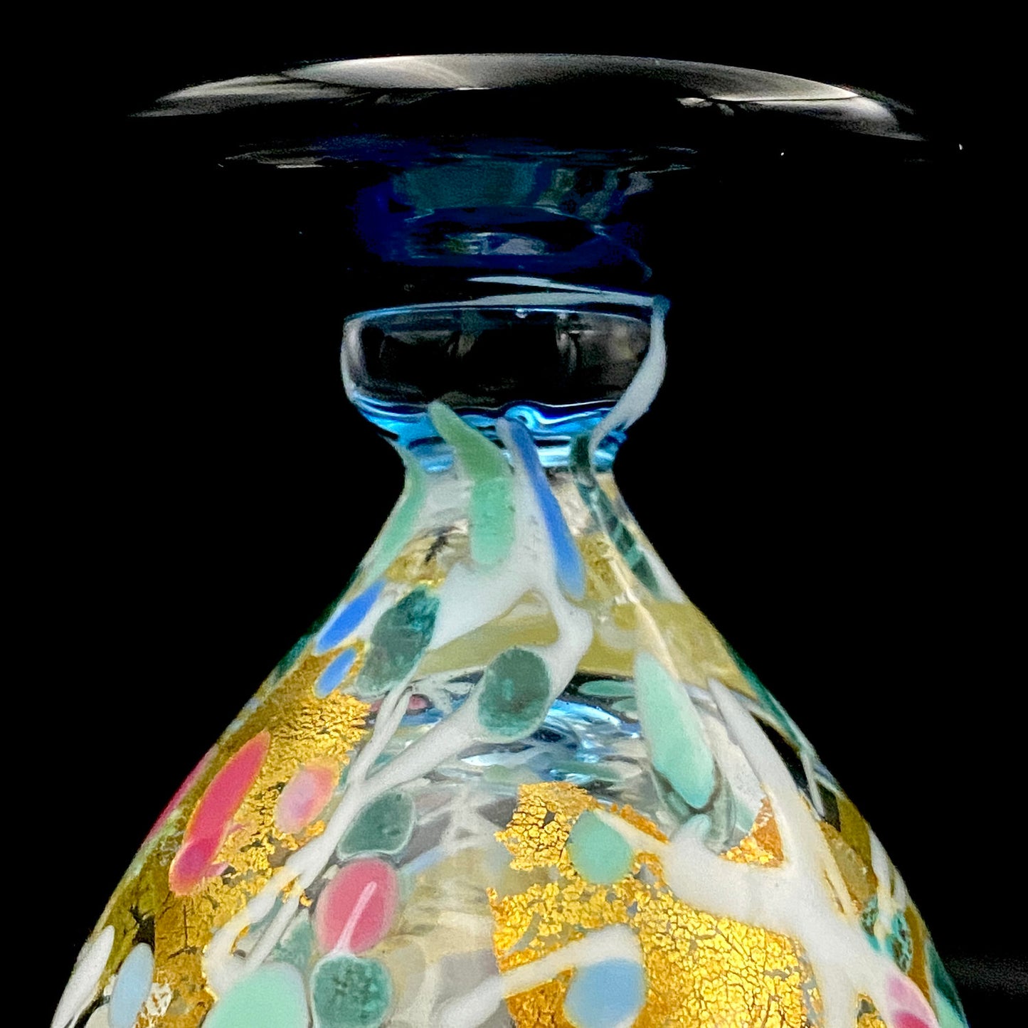 Koji Ishii Handmade Blown Glass Gilded Horseback Sake Cup White Glass Jellyfish #215