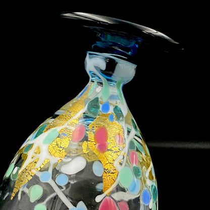 Koji Ishii Handmade Blown Glass Gilded Horseback Sake Cup White Glass Jellyfish #215