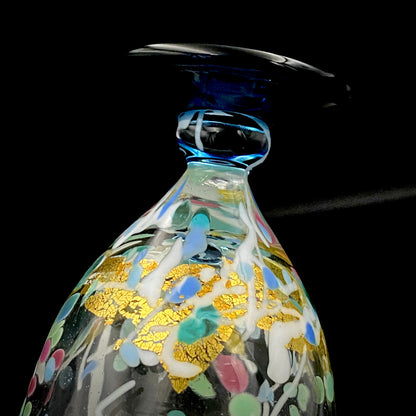 Koji Ishii Handmade Blown Glass Gilded Horseback Sake Cup White Glass Jellyfish #215