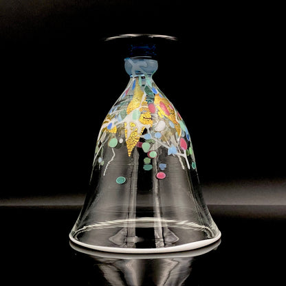 Koji Ishii Handmade Blown Glass Gilded Horseback Sake Cup White Glass Jellyfish #215