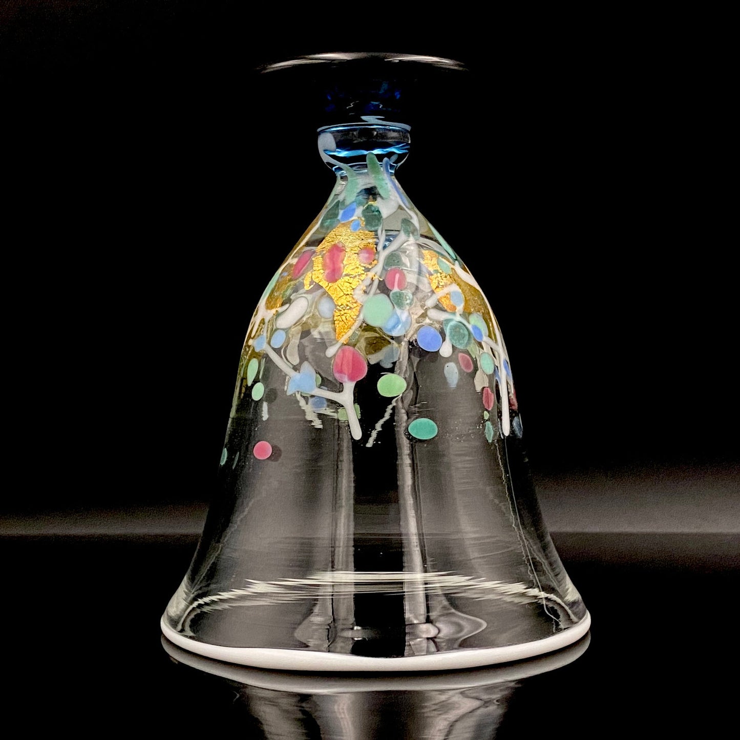 Koji Ishii Handmade Blown Glass Gilded Horseback Sake Cup White Glass Jellyfish #215