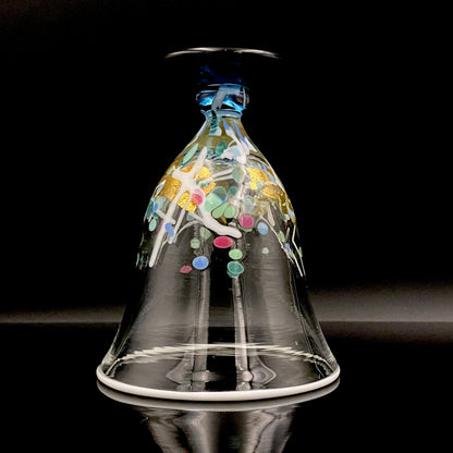 Koji Ishii Handmade Blown Glass Gilded Horseback Sake Cup White Glass Jellyfish #215