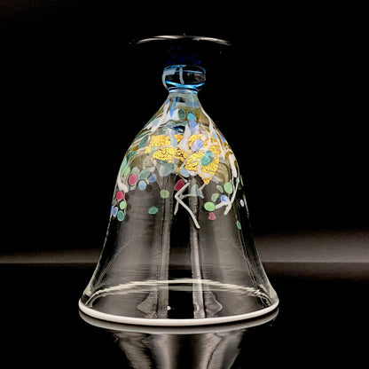 Koji Ishii Handmade Blown Glass Gilded Horseback Sake Cup White Glass Jellyfish #215
