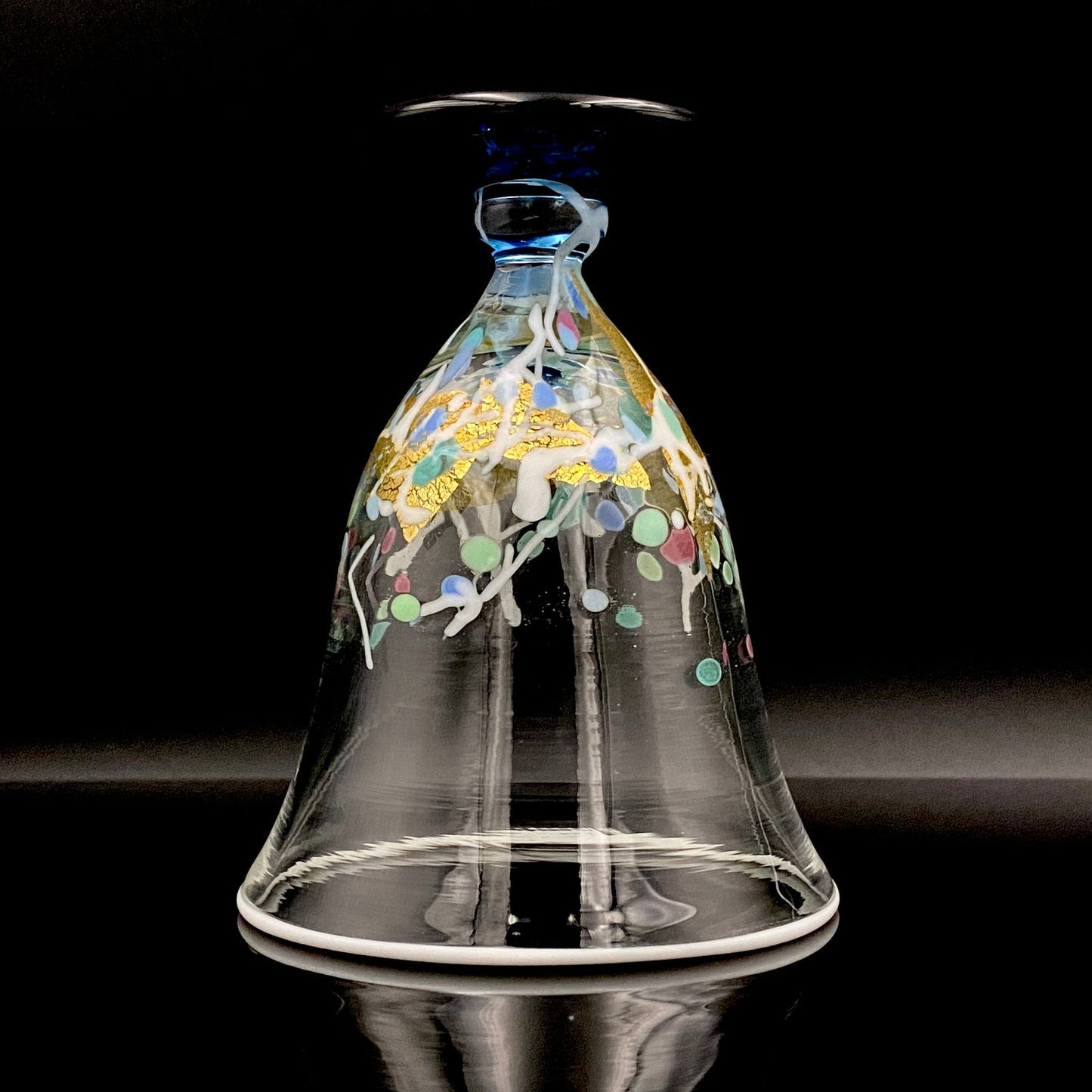 Koji Ishii Handmade Blown Glass Gilded Horseback Sake Cup White Glass Jellyfish #215