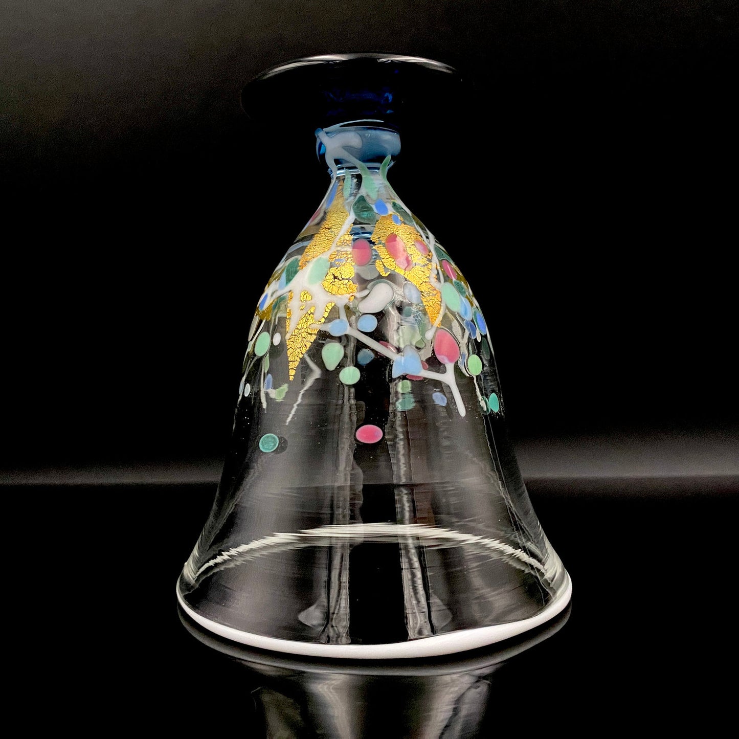 Koji Ishii Handmade Blown Glass Gilded Horseback Sake Cup White Glass Jellyfish #215