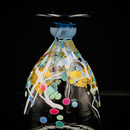 Koji Ishii Handmade Blown Glass Gilded Horseback Sake Cup White Glass Jellyfish #215