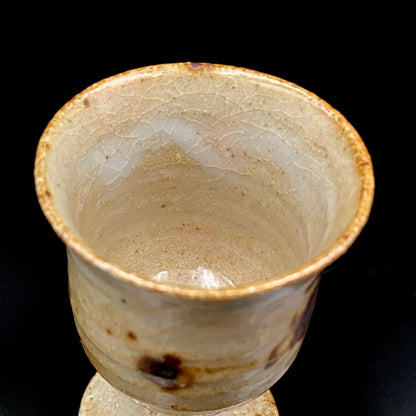 Hida Takayama Traditional Craft, Shibukusa Ryuzo VI, Koitozaka Irabo Glaze Horseback Riding Cup, Pedestal Cup, Shot Glass #266