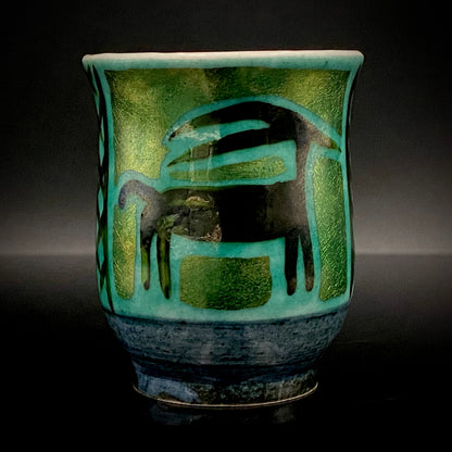 Saichi Matsumoto's Kutani Ware Sake Cup/Shot Glass a product of a recipient of the Japan Fine Arts Exhibition Special Selection and Intangible Cultural Property of Ishikawa Prefecture #241 