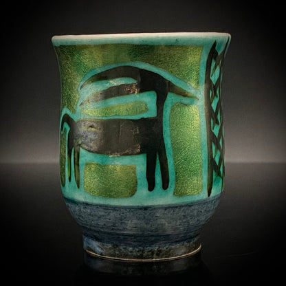 Saichi Matsumoto's Kutani Ware Sake Cup/Shot Glass a product of a recipient of the Japan Fine Arts Exhibition Special Selection and Intangible Cultural Property of Ishikawa Prefecture #241 