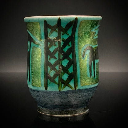 Saichi Matsumoto's Kutani Ware Sake Cup/Shot Glass a product of a recipient of the Japan Fine Arts Exhibition Special Selection and Intangible Cultural Property of Ishikawa Prefecture #241 